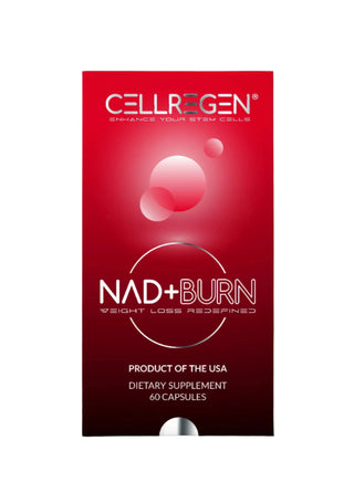 Cellregen NAD+BURN dietary supplement box for weight loss and energy boost, 60 capsules.