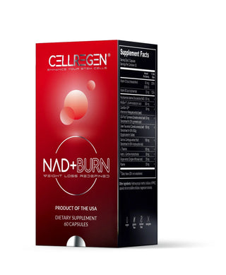 Cellregen NAD+Burn supplement box for weight loss and anti-aging support.