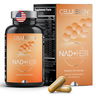 NAD+HER® 90 Capsules |Radiant Beauty & Anti-Aging Power: Boost NAD+, Glutathione, Skin Hydration & DNA Repair Cellregen